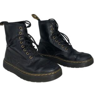 Dr Martens Zavala Black Patent Leather Combat Boots - Size 7 - EUC